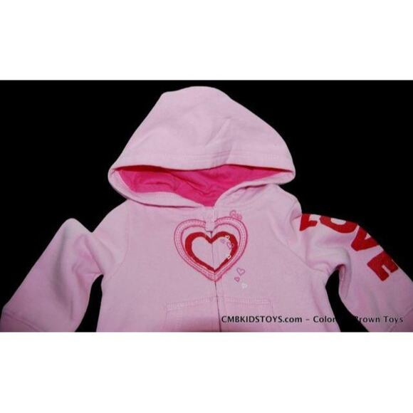 Baby Gap Girls Pink Love Zip Jacket Hoodie 12-18M Zip-up - Picture 4 of 6